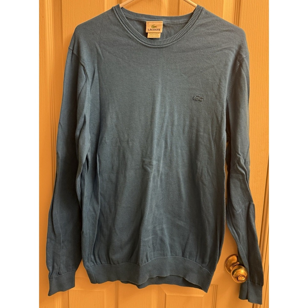 Lacoste CREWNECK Sweater 100% Cotton MENS (6) XL Blue Long Sleeve F8425